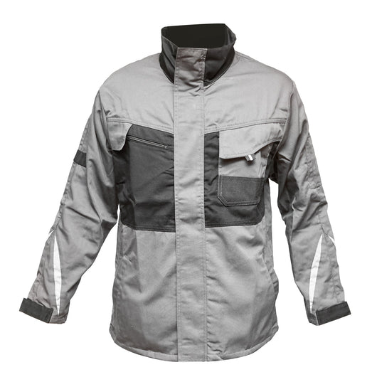 Giacca da lavoro in poliestere e cotone, grigia e nera, taglia S Breckner Germany.