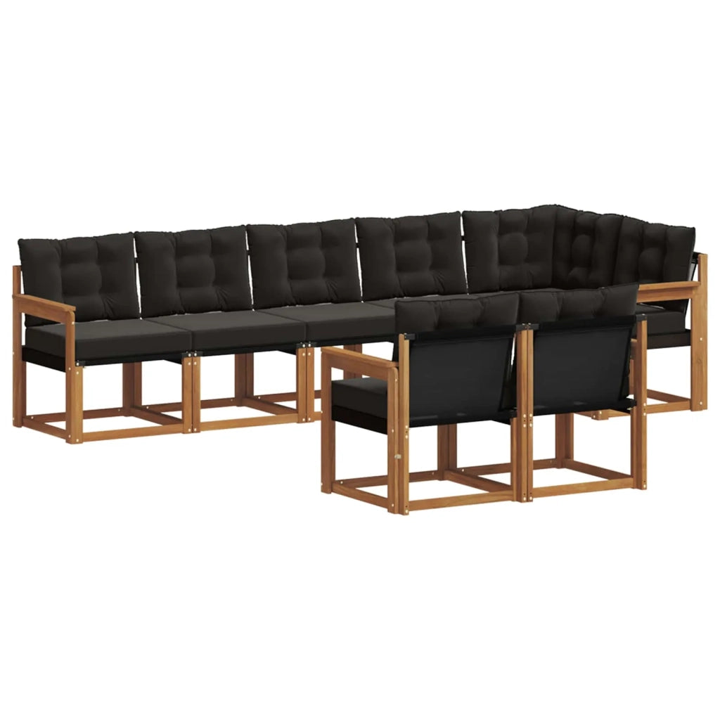 Set di divani da esterno con cuscino 8 pcs Naturale e Nero 3368779