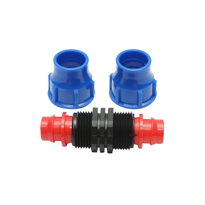 Giunto per collegamento di tubo di gocciolamento uguale D25x25mm per sistemi di irrigazione.