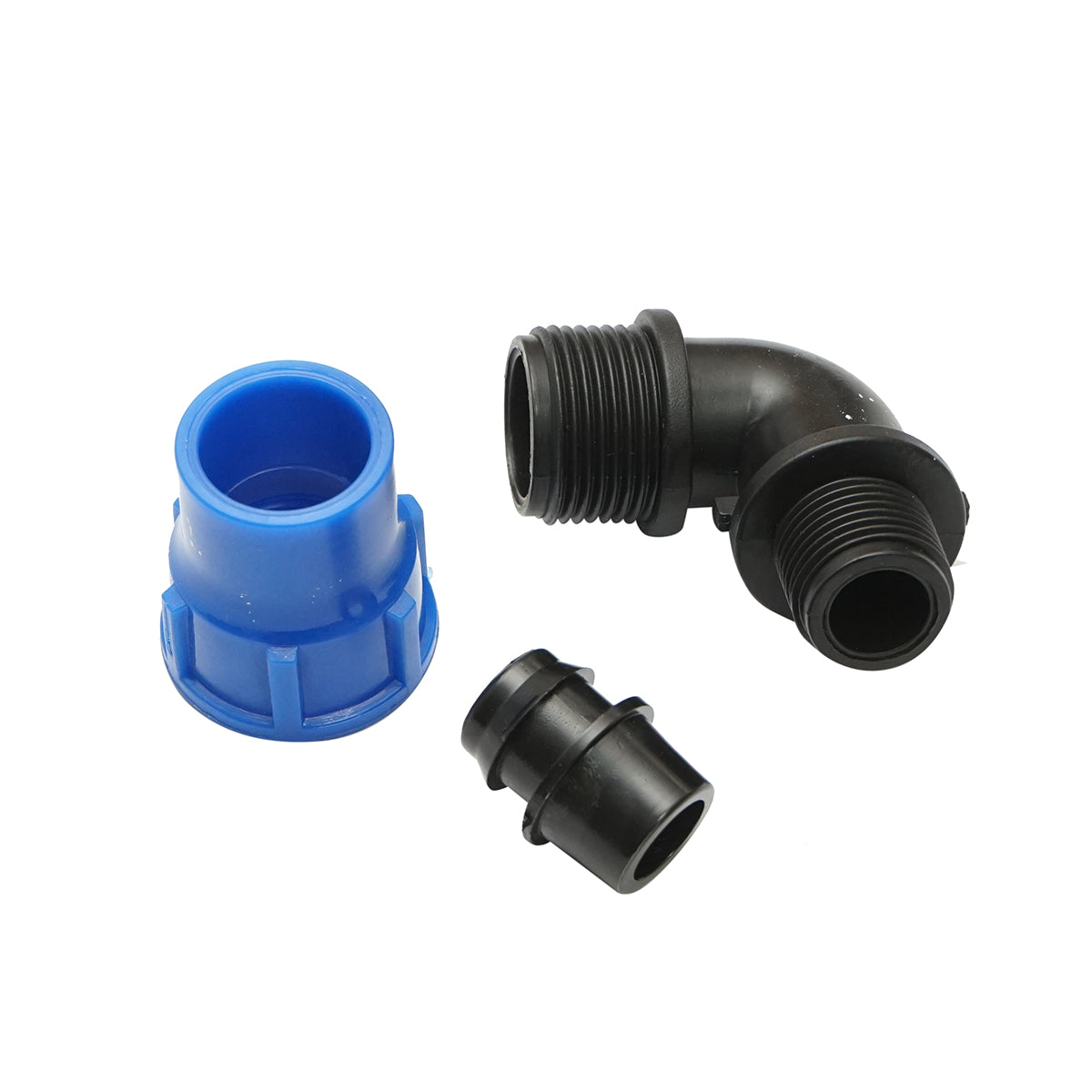 Gomito di compressione con filettatura esterna D20mmx1/2 per sistemi di irrigazione