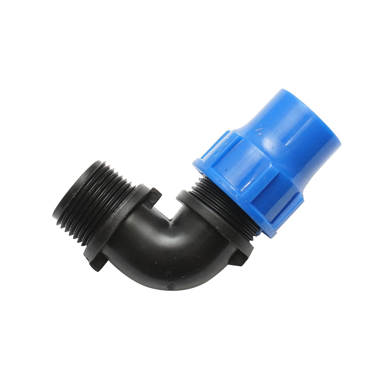 Gomito di compressione con filettatura esterna D20mmx3/4 per sistemi di irrigazione