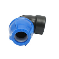 Gomito di compressione con filettatura interna femmina a 90 gradi D25mmx1, PN16 bar per sistemi di irrigazione