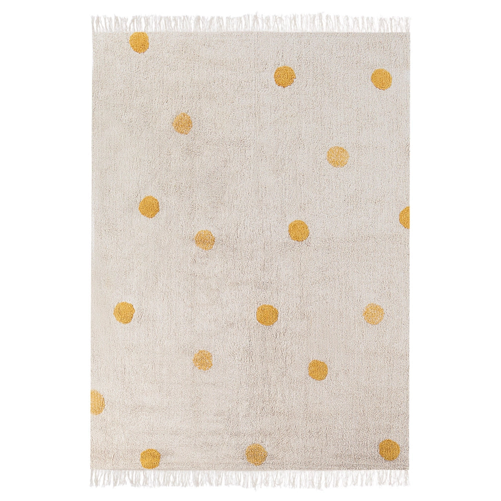 Tappeto per la camera dei bambini 140 x 200 cm Tappeto per la camera dei giochi con motivo a pois beige e giallo Dardere