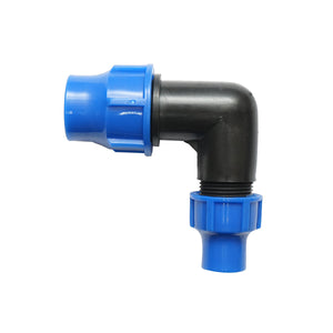 Gomito di raccordo a compressione ridotto D25x16mm per sistemi di irrigazione