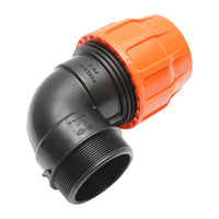 Gomito Layflat con olandese D75x75mm con filettatura interna, PN6 Poelsan.