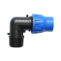 Gomito per tubo di gocciolamento con filettatura esterna D20mmx3/4 per sistemi di irrigazione, PN6