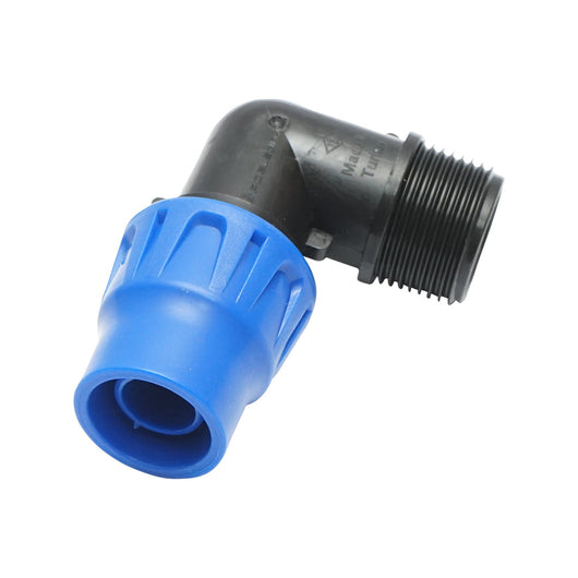 Gomito per tubo di gocciolamento con filettatura esterna D20mmx3/4 per sistemi di irrigazione, PN6