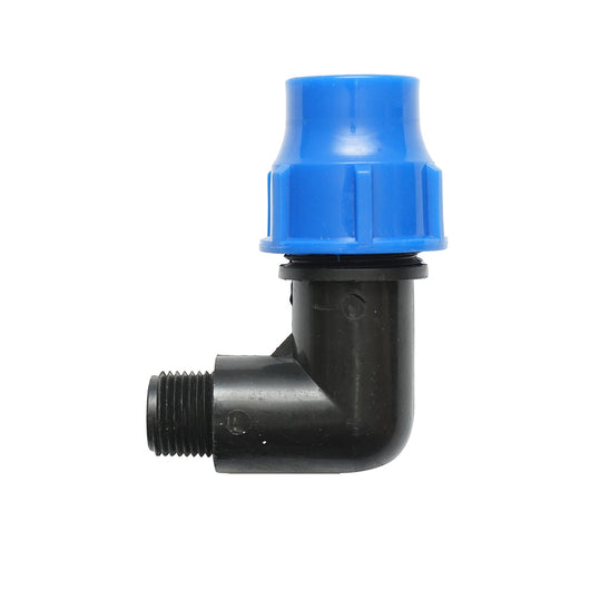 Gomito per tubo di gocciolamento con filettatura esterna D25mmx1/2 pollice, per sistemi di irrigazione