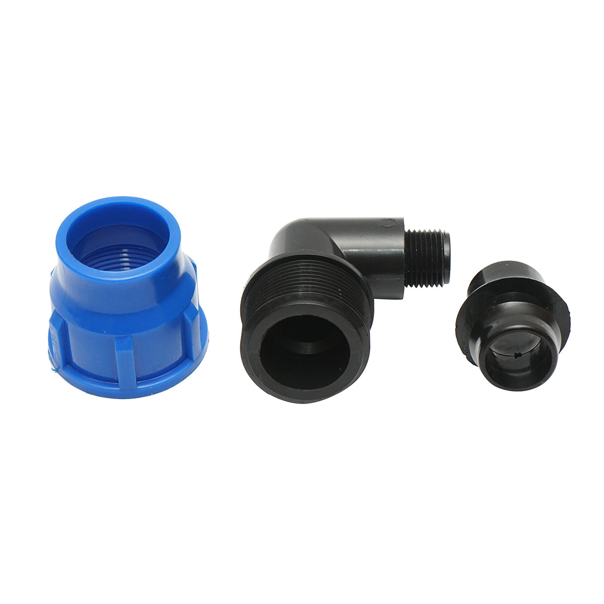 Gomito per tubo di gocciolamento con filettatura esterna D32mmx1/2 pollice, per sistemi di irrigazione.