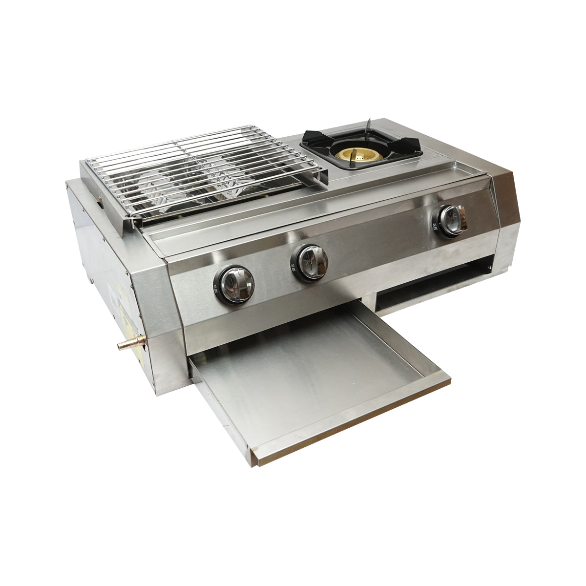 Griglia da campeggio con grill 2 fuochi e 1 zona cottura 676x400x185mm