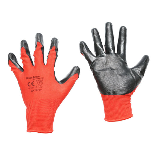 Guanti da lavoro sintetici gommati nero-rossi taglia 10 Breckner Germany