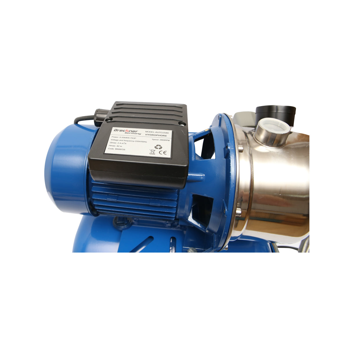 Idroforo acqua 550W 220V, portata 40L/min, H42m, serbatoio 24L, velocità 2860 r/min AUTOJS80 Breckner Germany
