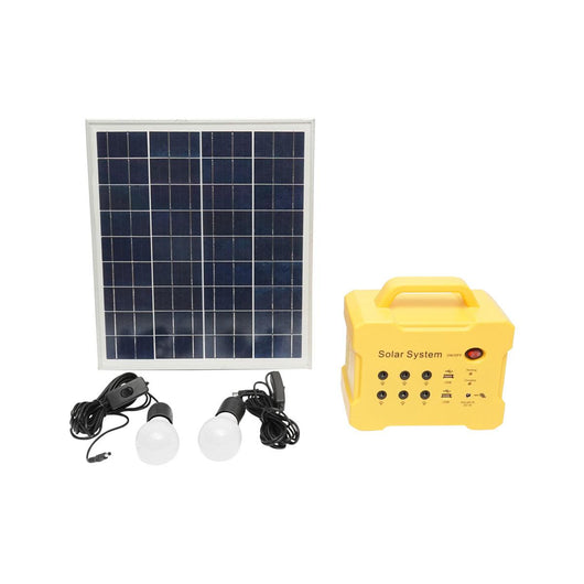Impianto solare policristallino 18V/20W con radio FM/MP3 e 2 lampadine 12V/3W