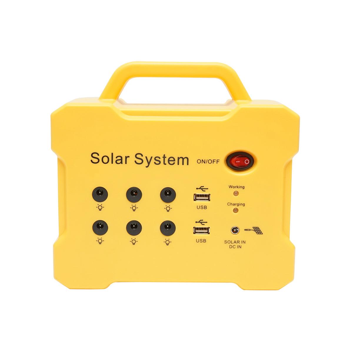 Impianto solare policristallino 18V/20W con radio FM/MP3 e 2 lampadine 12V/3W