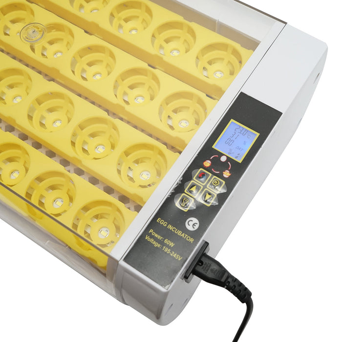 Incubatrice automatica per 24 uova, 60W, 220V, rotazione automatica, controllo della temperatura e umidità, display elettronico, vassoio illuminato a LED