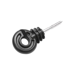 Isolatore ad anello in materiale PP nero opaco, dimensioni 88x38 mm, per recinzione elettrica, Breckner Germany