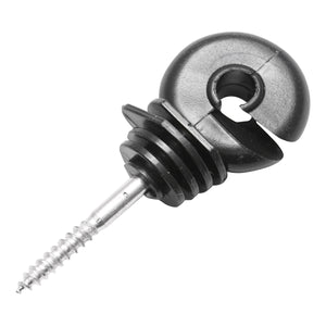 Isolatore compatto nero, diametro 5.4 mm, dimensioni 87x37 mm, per recinzione elettrica, Mezofarm