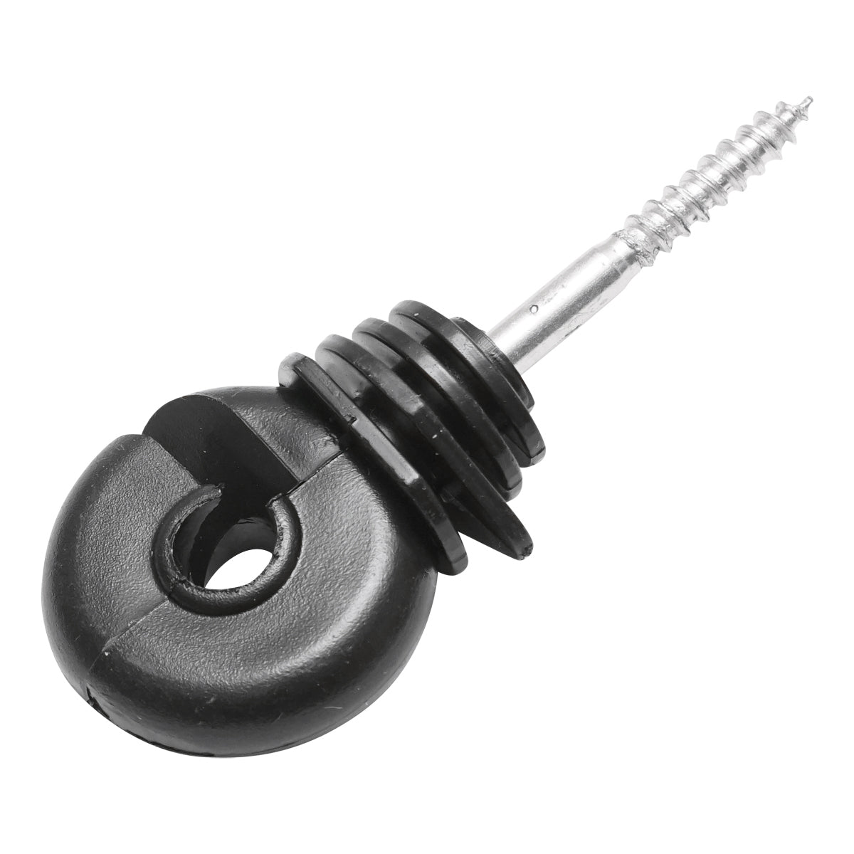 Isolatore compatto nero, diametro 5.4 mm, dimensioni 87x37 mm, per recinzione elettrica, Mezofarm