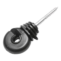 Isolatore compatto nero, diametro 5.4 mm, dimensioni 87x37 mm, per recinzione elettrica, Mezofarm