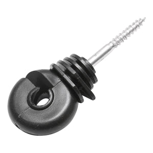 Isolatore compatto nero, diametro 5.4 mm, dimensioni 87x37 mm, per recinzione elettrica, Mezofarm