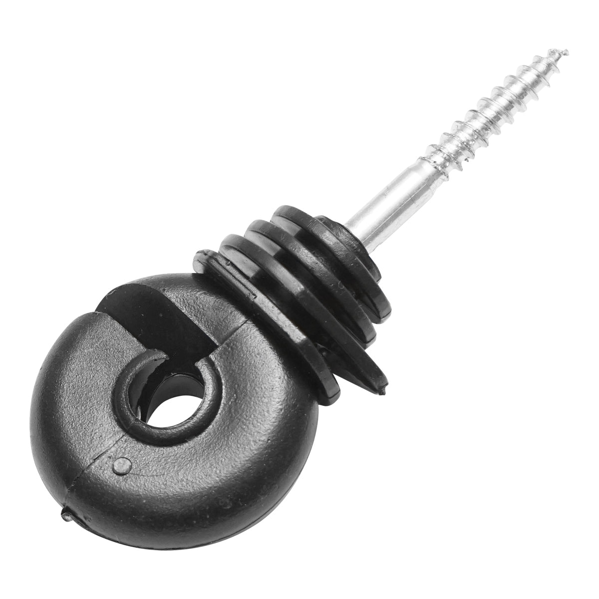 Isolatore compatto nero, diametro 5.6 mm, dimensioni 87x37 mm, per recinzione elettrica, Breckner Germany