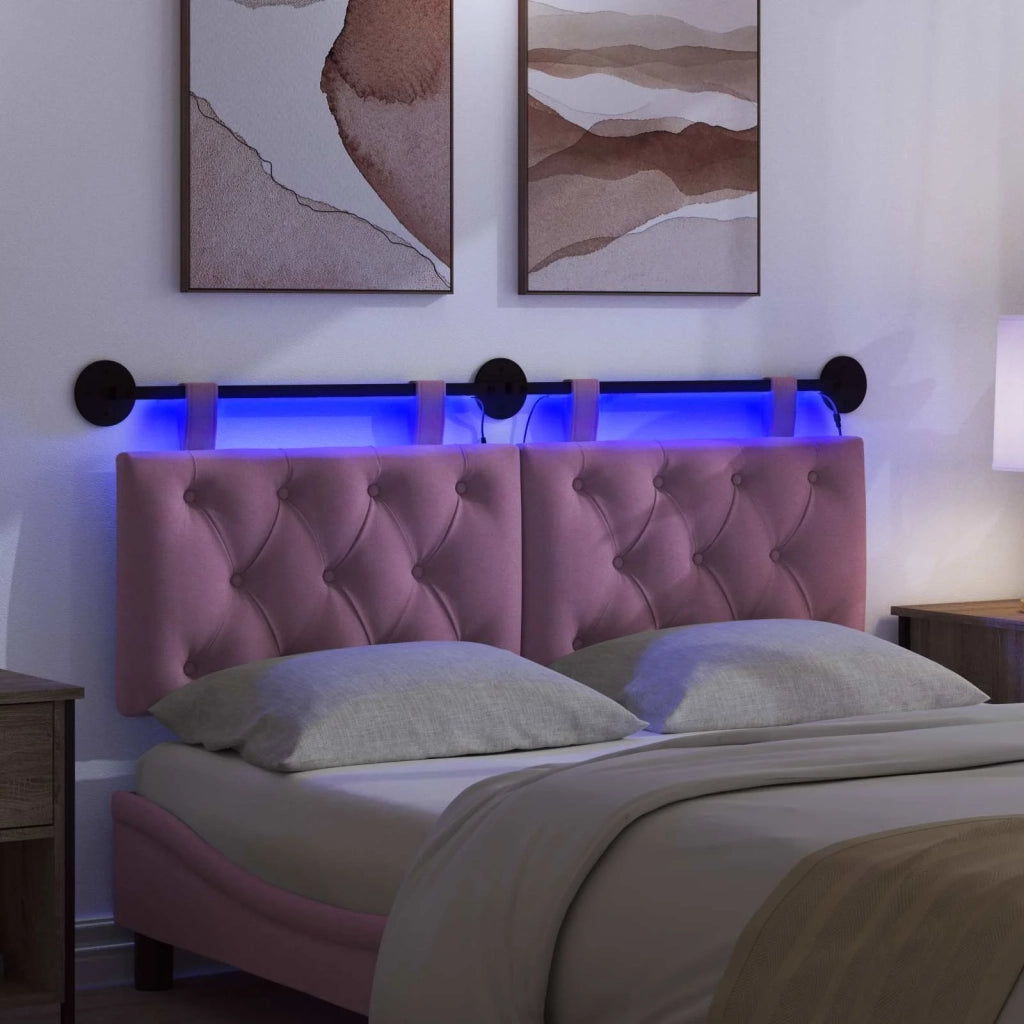 Testiera sospesa Con luce LED Rosa Tessuto 3424635