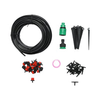 Kit completo per irrigazione a goccia con tubo da 15,5 m, ugelli, connettori e aste di fissaggio (64 pezzi)