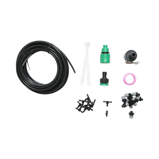 Kit completo per irrigazione a spruzzo con tubo da 10 m, ugelli e connettori (35 pezzi)