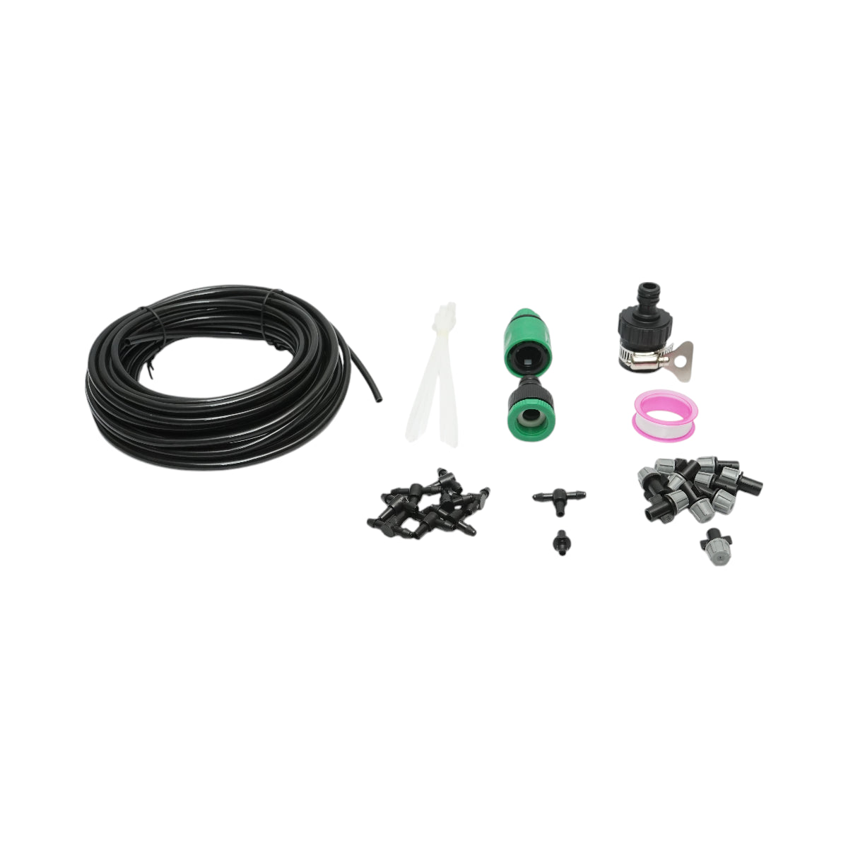 Kit completo per irrigazione a spruzzo con tubo da 10 m, ugelli e connettori (35 pezzi)
