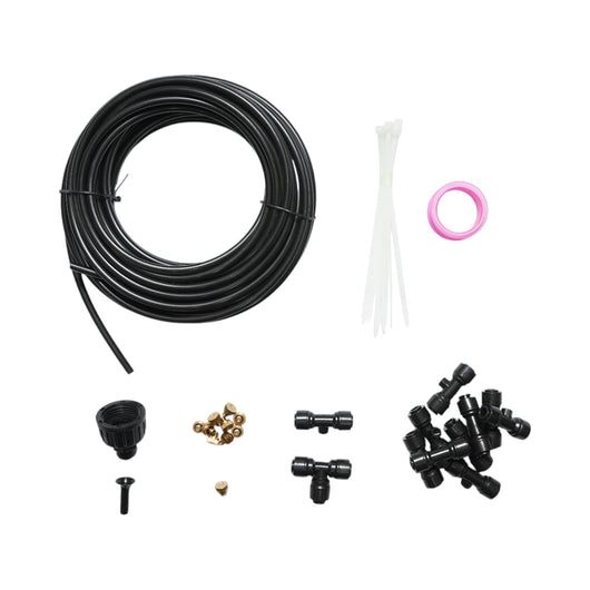 Kit completo per nebulizzazione dell'acqua con tubo da 10 m, ugelli in ottone per terrazza e giardino (35 pezzi)