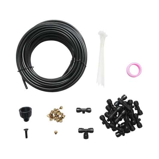 Kit completo per nebulizzazione dell'acqua con tubo da 20 m, ugelli in ottone per terrazza e giardino (65 pezzi)