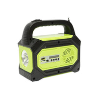 Kit di illuminazione LED portatile con 3 lampadine/proiettore, radio FM, MP3, pannello solare e batteria da 6 V, 4,5 Ah per la pesca in campeggio GD-8073