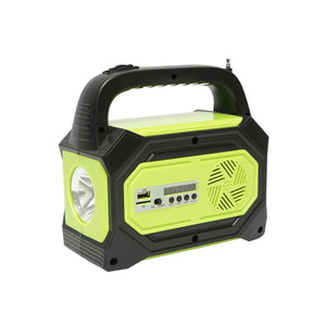 Kit di illuminazione LED portatile con 3 lampadine/proiettore, radio FM, MP3, pannello solare e batteria da 6 V, 4,5 Ah per la pesca in campeggio GD-8073