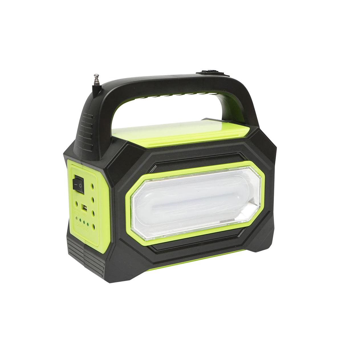 Kit di illuminazione LED portatile con 3 lampadine/proiettore, radio FM, MP3, pannello solare e batteria da 6 V, 4,5 Ah per la pesca in campeggio GD-8073