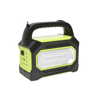 Kit di illuminazione LED portatile con 3 lampadine/proiettore, radio FM, MP3, pannello solare e batteria da 6 V, 4,5 Ah per la pesca in campeggio GD-8073