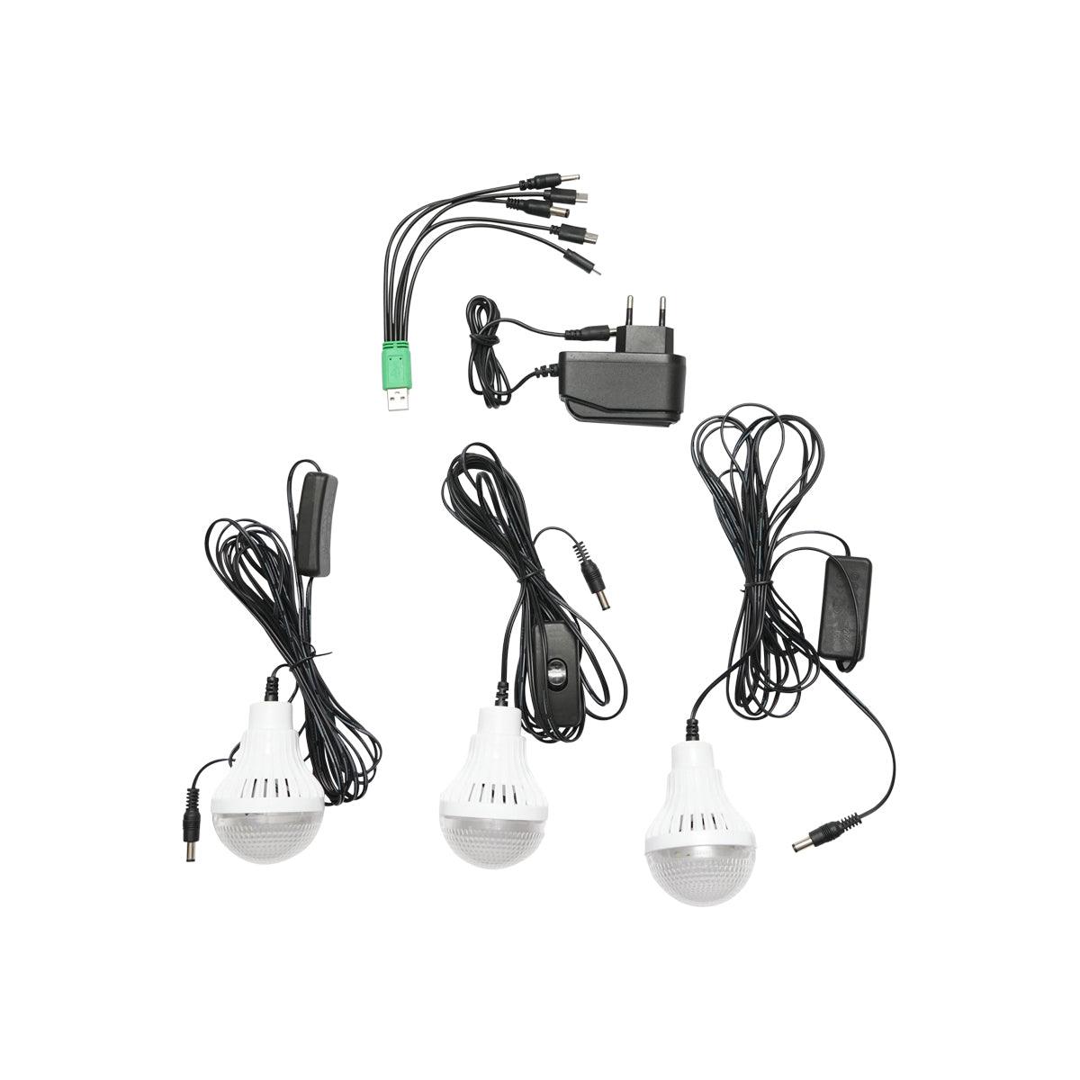 Kit di illuminazione LED portatile con 3 lampadine/proiettore, radio FM, MP3, pannello solare e batteria da 6 V, 4,5 Ah per la pesca in campeggio GD-8073