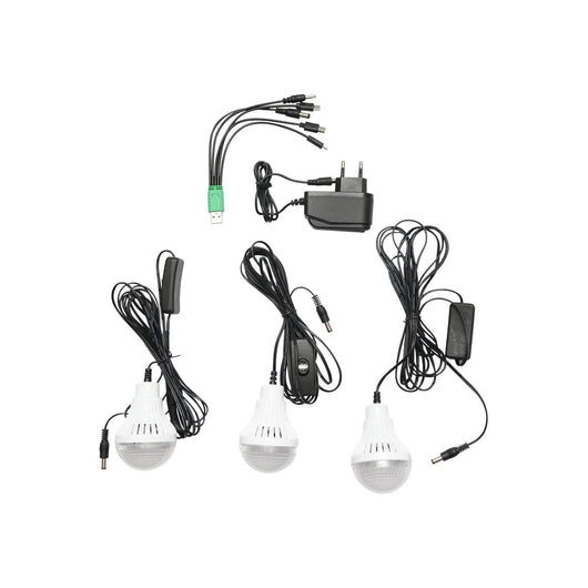 Kit di illuminazione LED portatile con 3 lampadine/proiettore, radio FM, MP3, pannello solare e batteria da 6 V, 4,5 Ah per la pesca in campeggio GD-8073