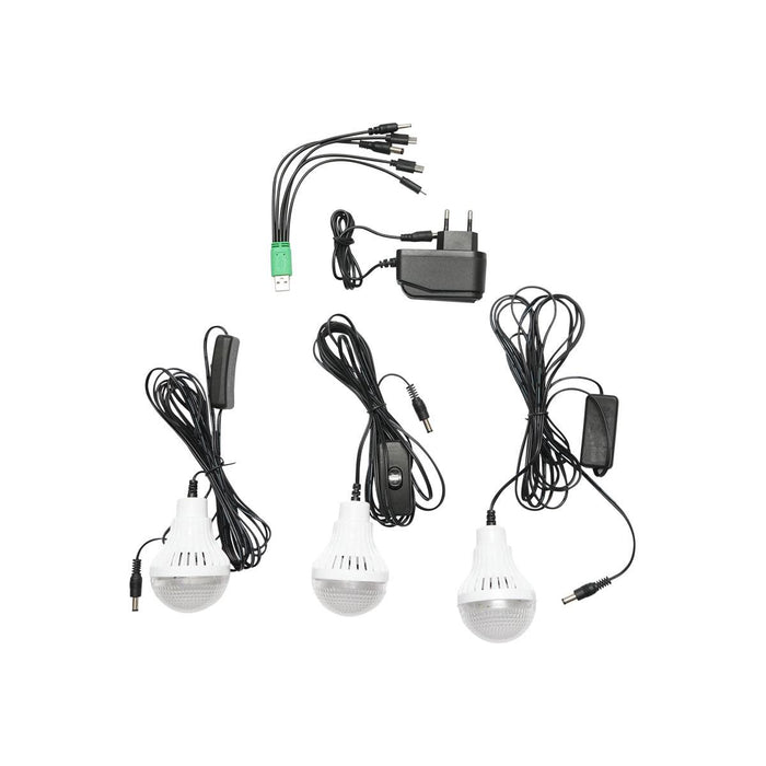 Kit di illuminazione LED portatile con 3 lampadine/proiettore, radio FM, MP3, pannello solare e batteria da 6 V, 4,5 Ah per la pesca in campeggio GD-8073