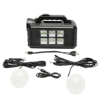 Kit illuminazione portatile a LED con 2 lampadine/proiettore, pannello solare e batteria da 4000 mAh per la pesca in campeggio GD-8077