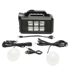 Kit illuminazione portatile a LED con 2 lampadine/proiettore, pannello solare e batteria da 4000 mAh per la pesca in campeggio GD-8077