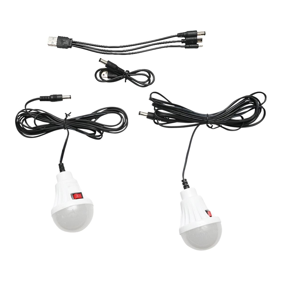 Kit illuminazione portatile a LED con 2 lampadine/proiettore, pannello solare e batteria da 4000 mAh per la pesca in campeggio GD-8077