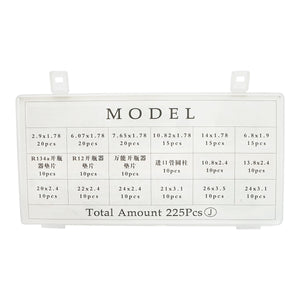 Kit O-ring viola da 225 pezzi per sistema di aria condizionata R12, R134a