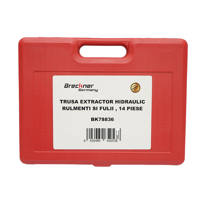 Kit pressa idraulica per estrazione cuscinetti e pulegge 14 pezzi Breckner Germany