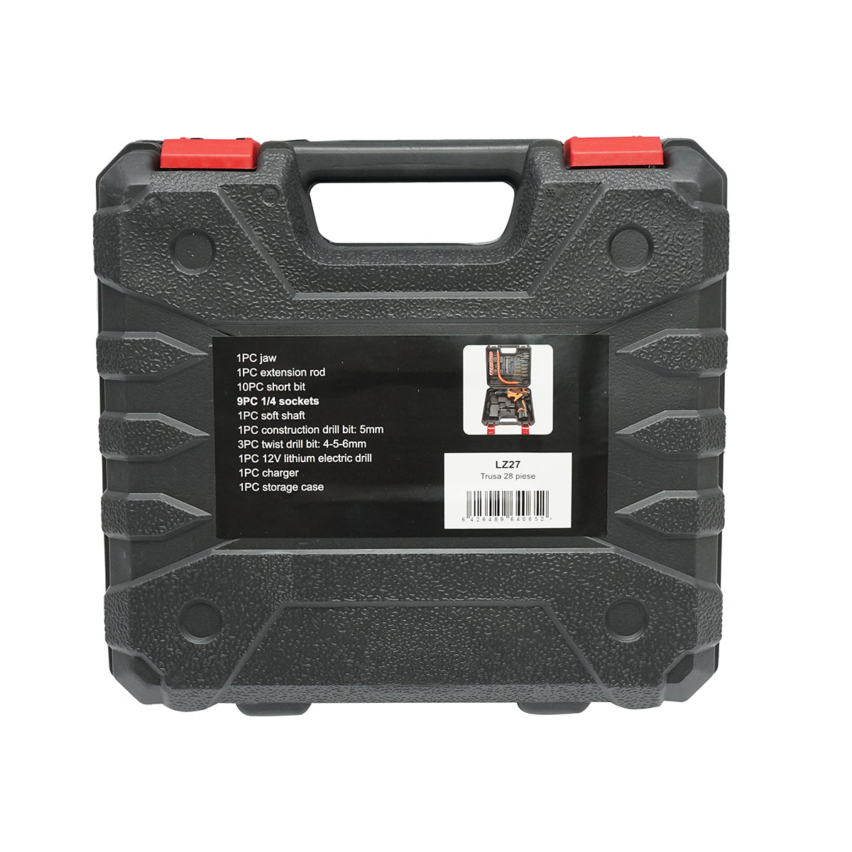 Kit trapano e cacciavite a batteria 28 pezzi, 12V 1500mAh