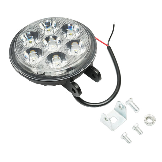 Lampada con 7 LED, 10-30V, 21W, angolo di radiazione 30°, tipo spot, 110x110x60mm, IP67, 6000K, Breckner Germany.