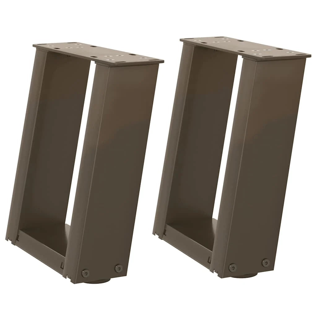 Set di 2 gambe per tavolino da caffè angolate a forma di U dal design moderno 30 x 30 cm con piedini livellatori in acciaio naturale 02_0057024