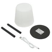 Lampada da tavolo LED ricaricabile per interni ed esterni, 2W, 3.7V 1200mAh, USB 5V 1A, luminosità regolabile, funzione memoria, IP65, nera