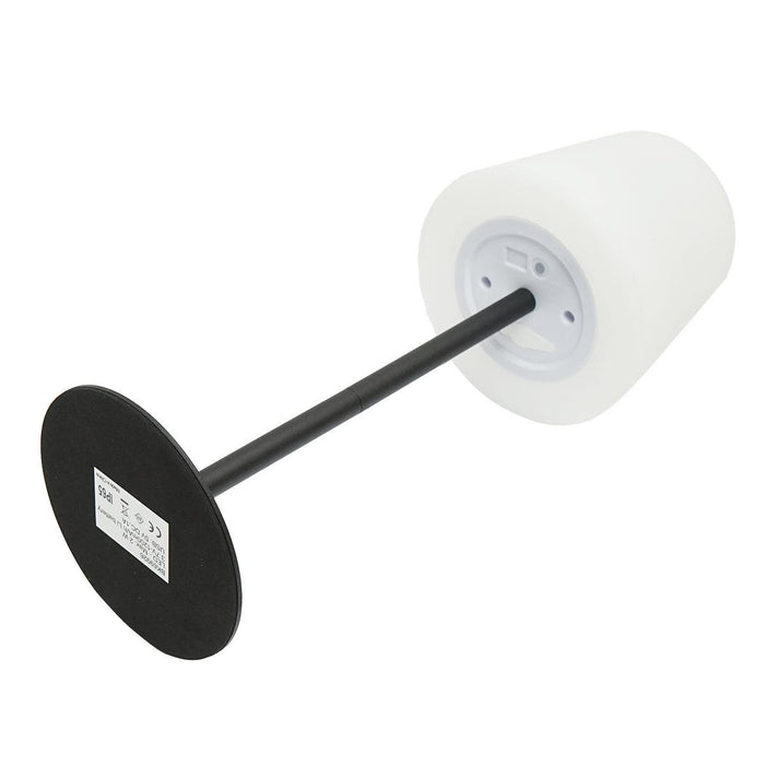 Lampada da tavolo LED ricaricabile per interni ed esterni, 2W, 3.7V 1200mAh, USB 5V 1A, luminosità regolabile, funzione memoria, IP65, nera