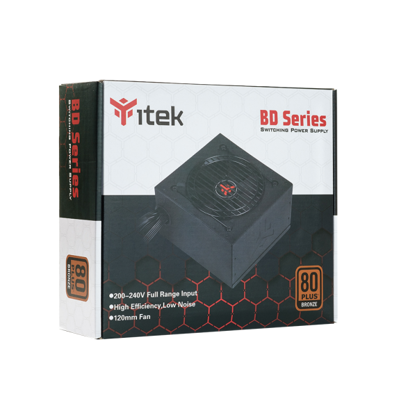 Alimentatore Itek BD500 - 500W Output - Ventola HDB 12cm - 80 Plus EU Bronze - PFC Attivo - ATX