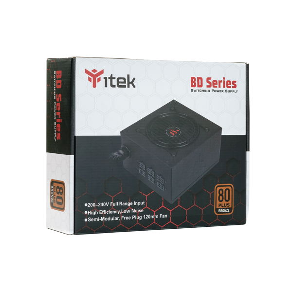 Alimentatore Itek BD700 - 700W Output - Semi-Modulare - Ventola HDB 12cm - 80 Plus EU Bronze - PFC Attivo - ATX